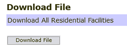 Screenshot of the Download Residential Facilities page