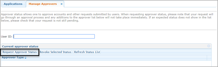Request New Approver Status