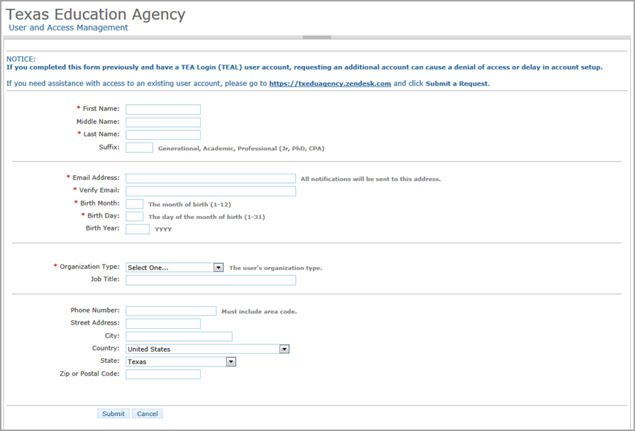 Self-registration page